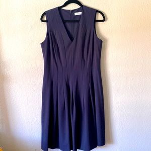Calvin Klein Navy Pleated Business Dress